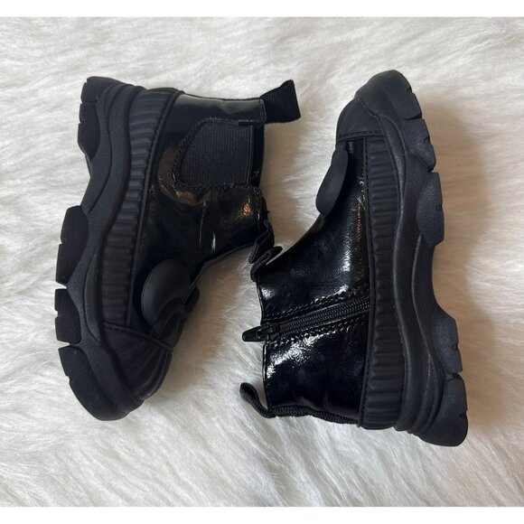 Zara x Disney Baby Toddler Girls 6 Minnie Mouse Black Patent Chelsea Boots - Picture 3 of 6